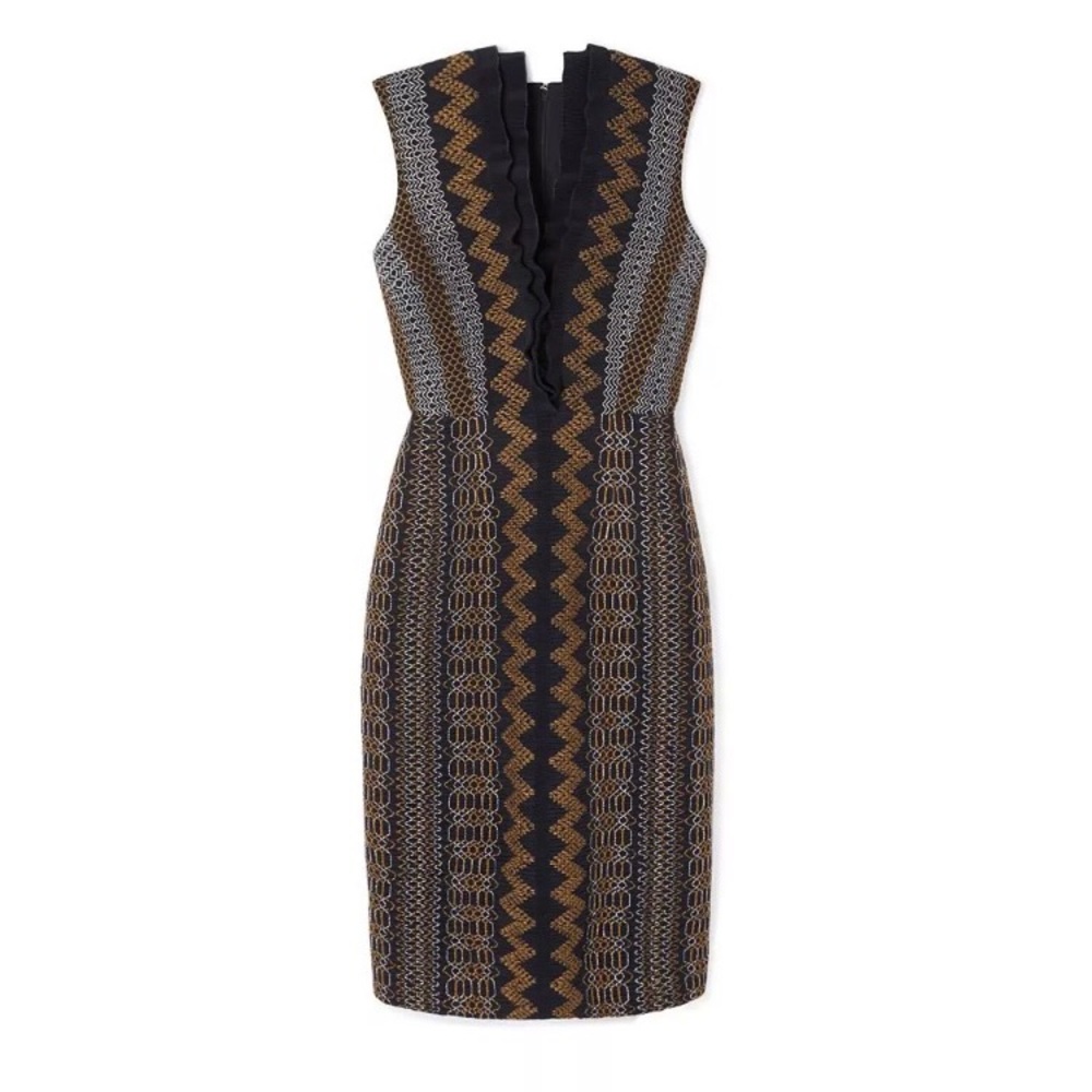 Tory Burch smocked silk V-neck dress. Mint condition.